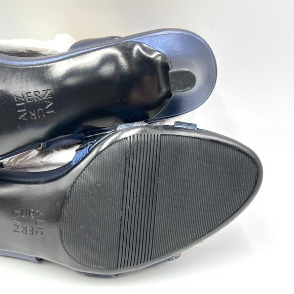 Naturalizer Womens 9.5 Navy Blue Sparkly Strappy Dress Sandals Heels Shoes - Picture 12 of 14